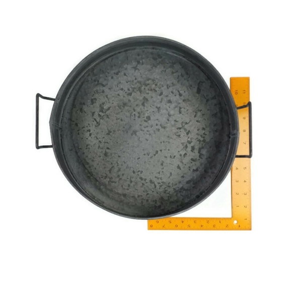 Farmhouse Galvanized Metal Storage Trays Buckets With Handles Set-2 Piece - Picture 5 of 8